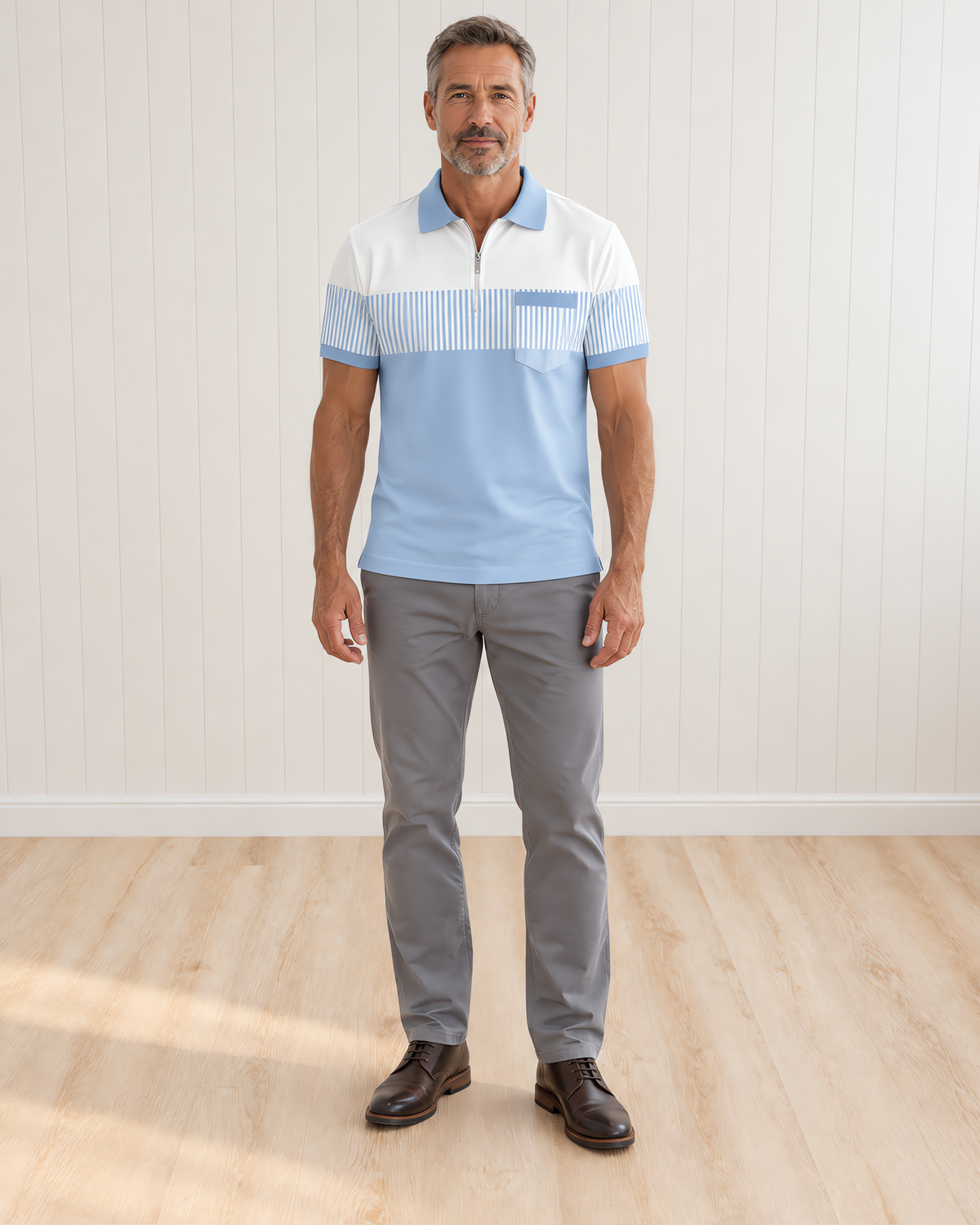 Kellon Zip-Collar Short-Sleeve Polo Shirt