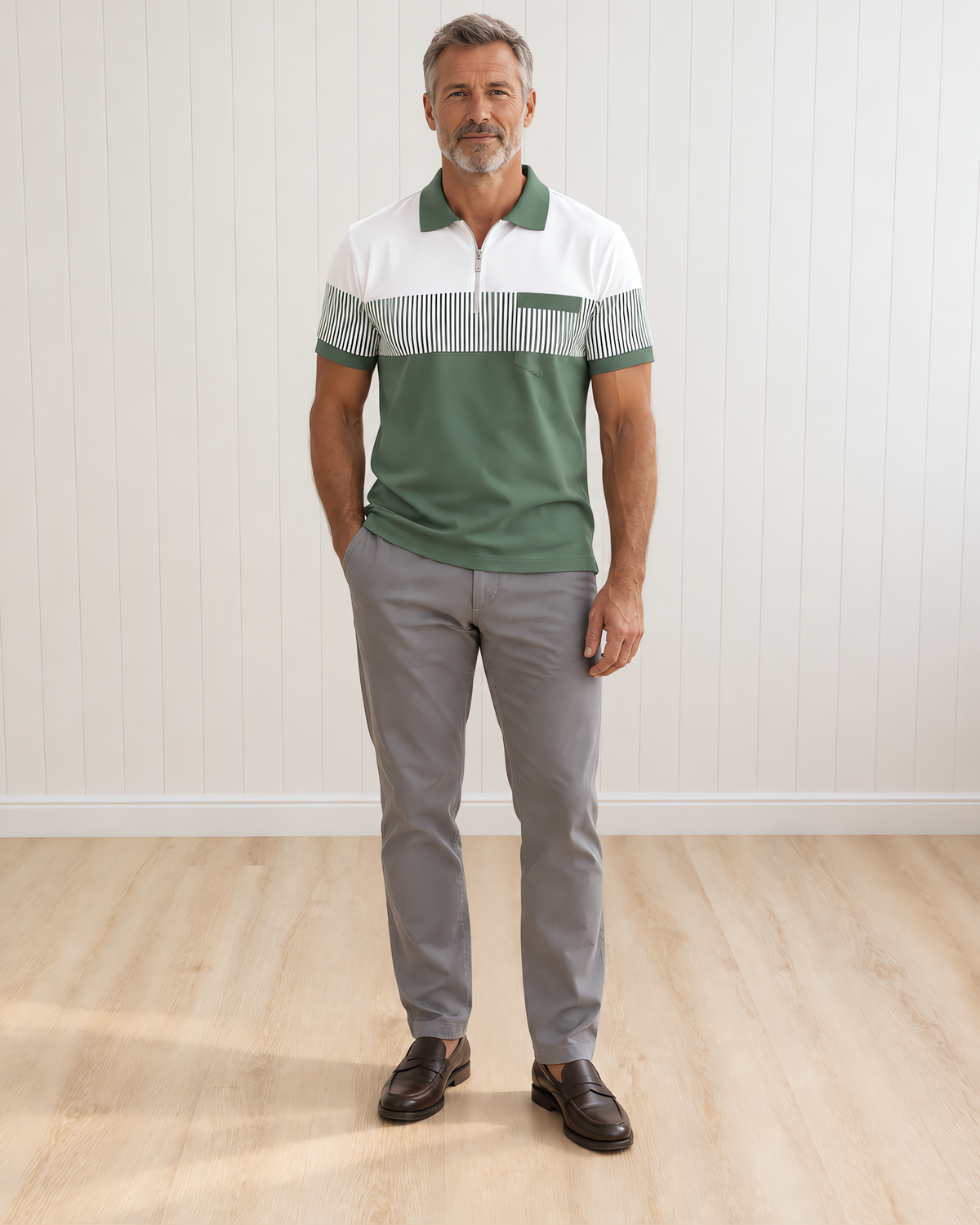 Kellon Zip-Collar Short-Sleeve Polo Shirt