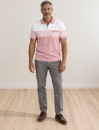 Kellon Zip-Collar Short-Sleeve Polo Shirt
