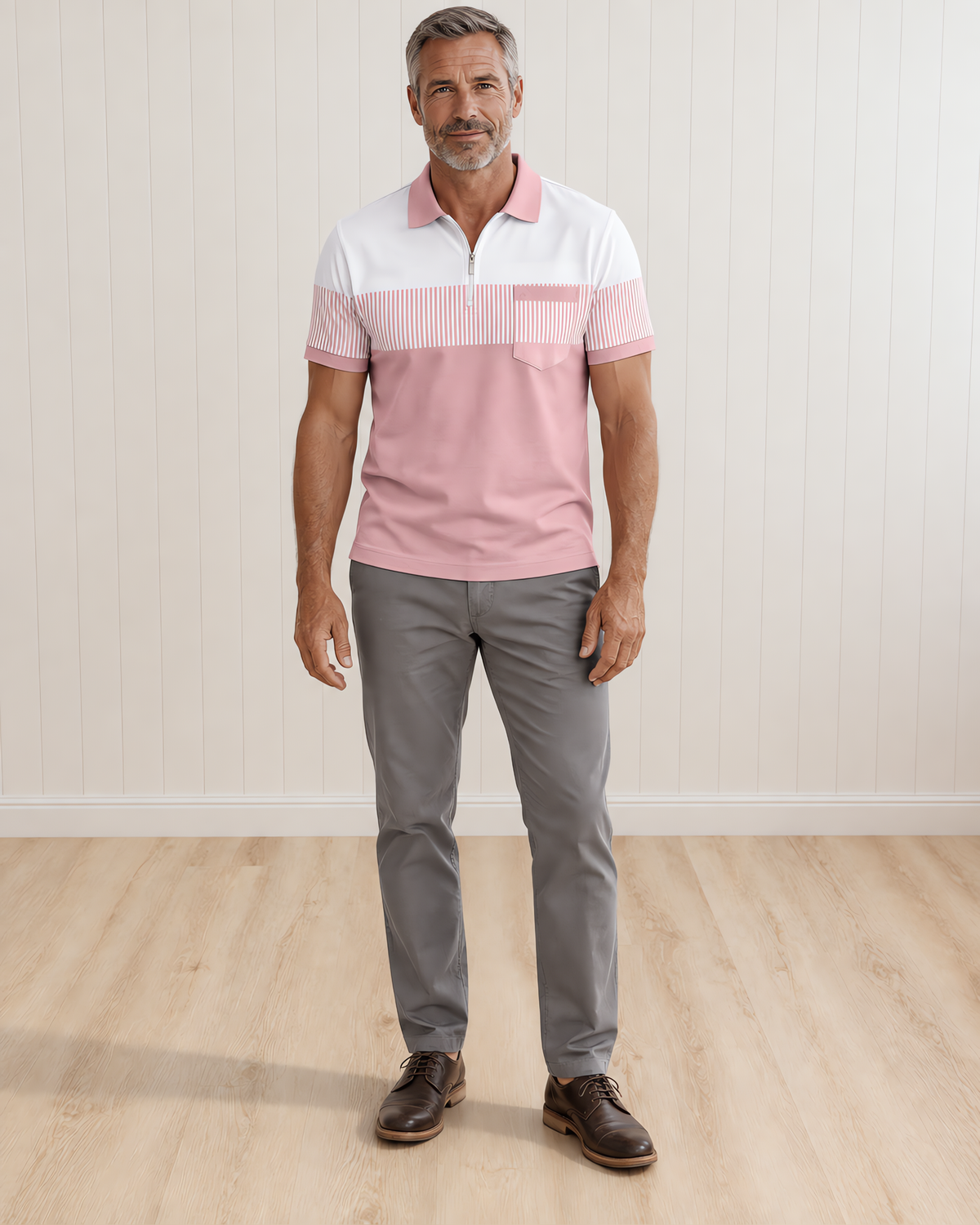 Kellon Zip-Collar Short-Sleeve Polo Shirt