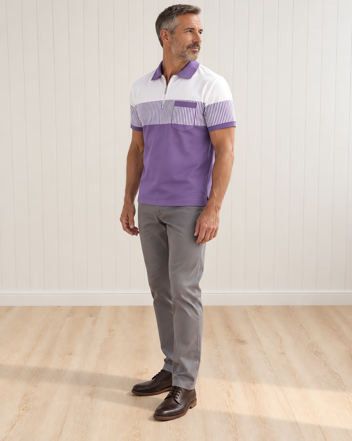 Kellon Zip-Collar Short-Sleeve Polo Shirt