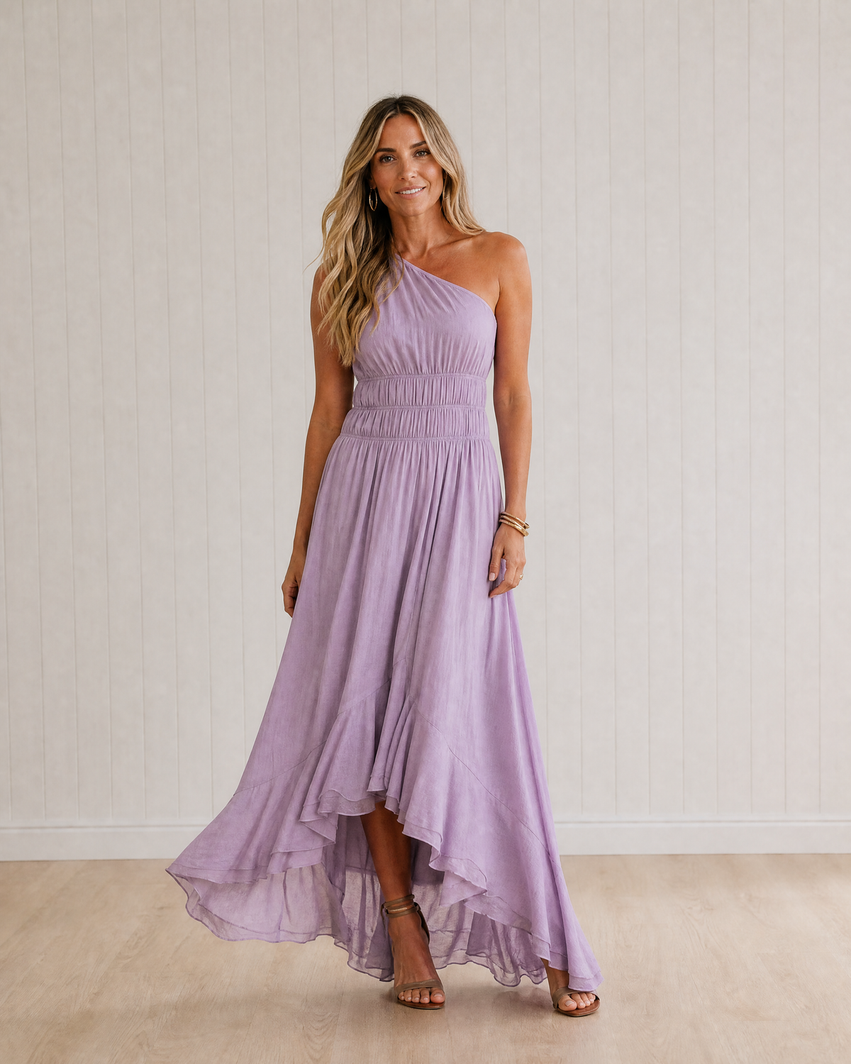 Liora One-Shoulder Chiffon Maxi Dress