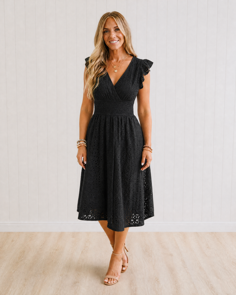 Margaux | Broderie Anglaise A-Line Midi Dress