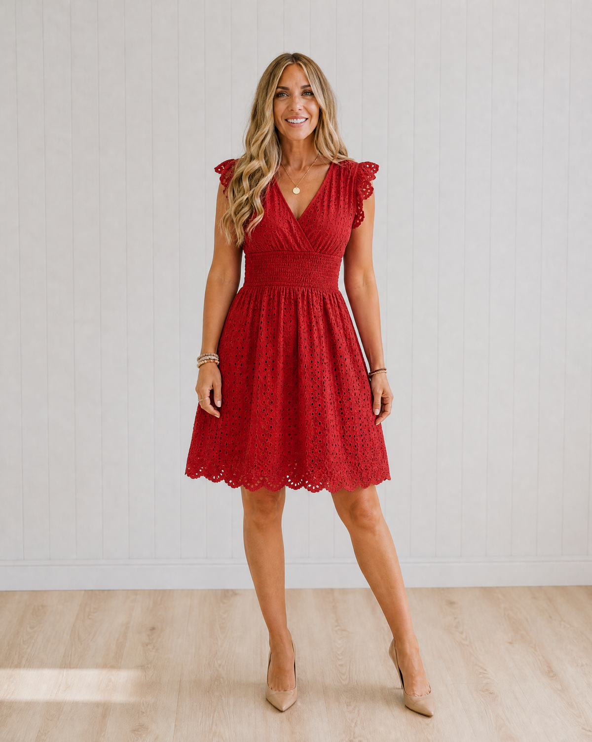 Margaux | Broderie Anglaise A-Line Midi Dress