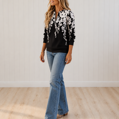 Marjolijn Floral Print Quarter Zip Top