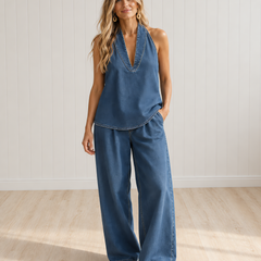 MARTINA Long Fluid V-Neck Set