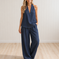 MARTINA Long Fluid V-Neck Set