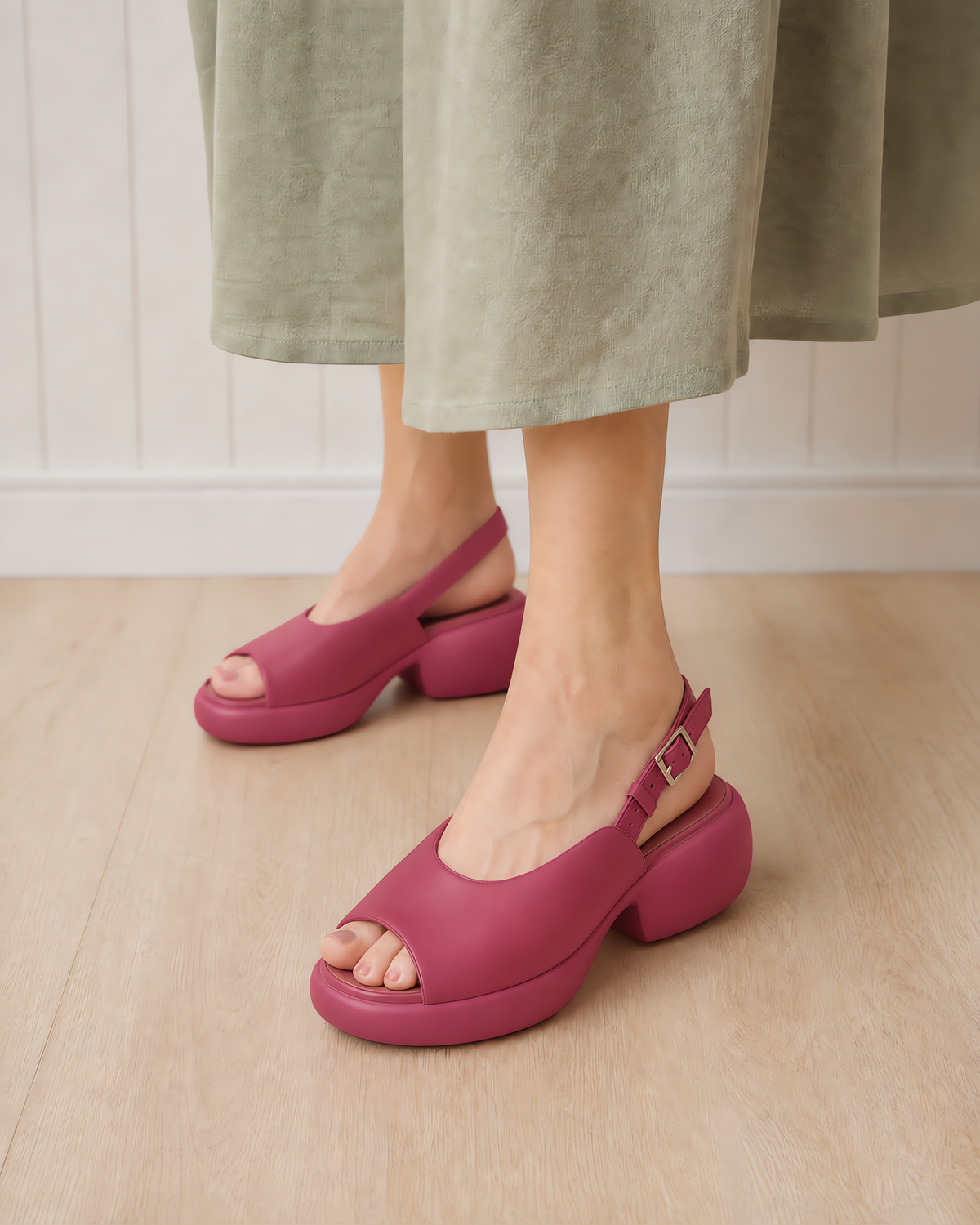 Mya Luxe Summer Peep-Toe Block Heels