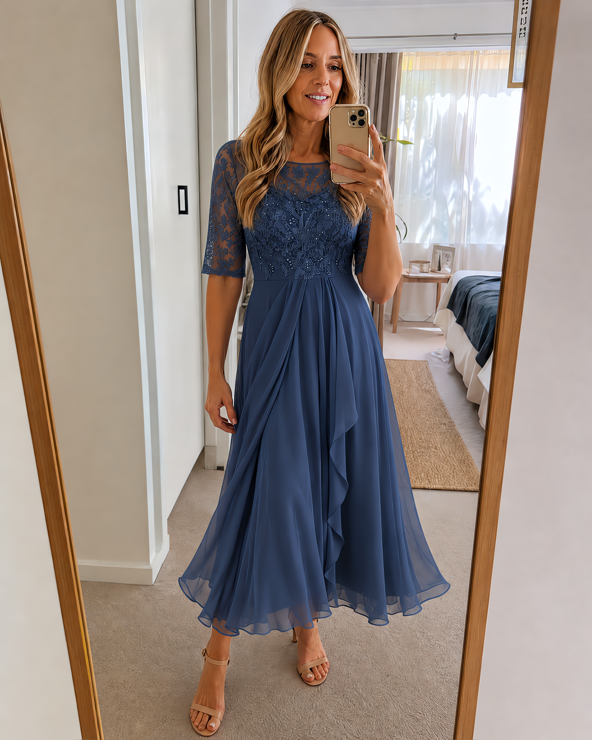 Roseanna Flattering Lace Midi Dress