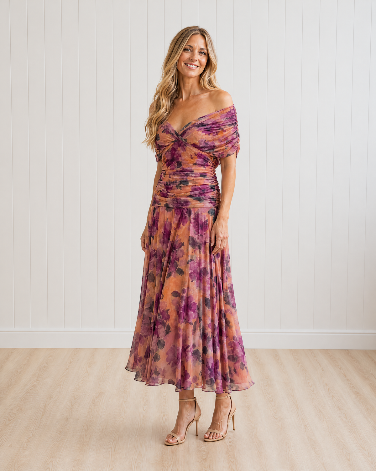 SANTANA Elegant Pleated Waist Maxi Dress