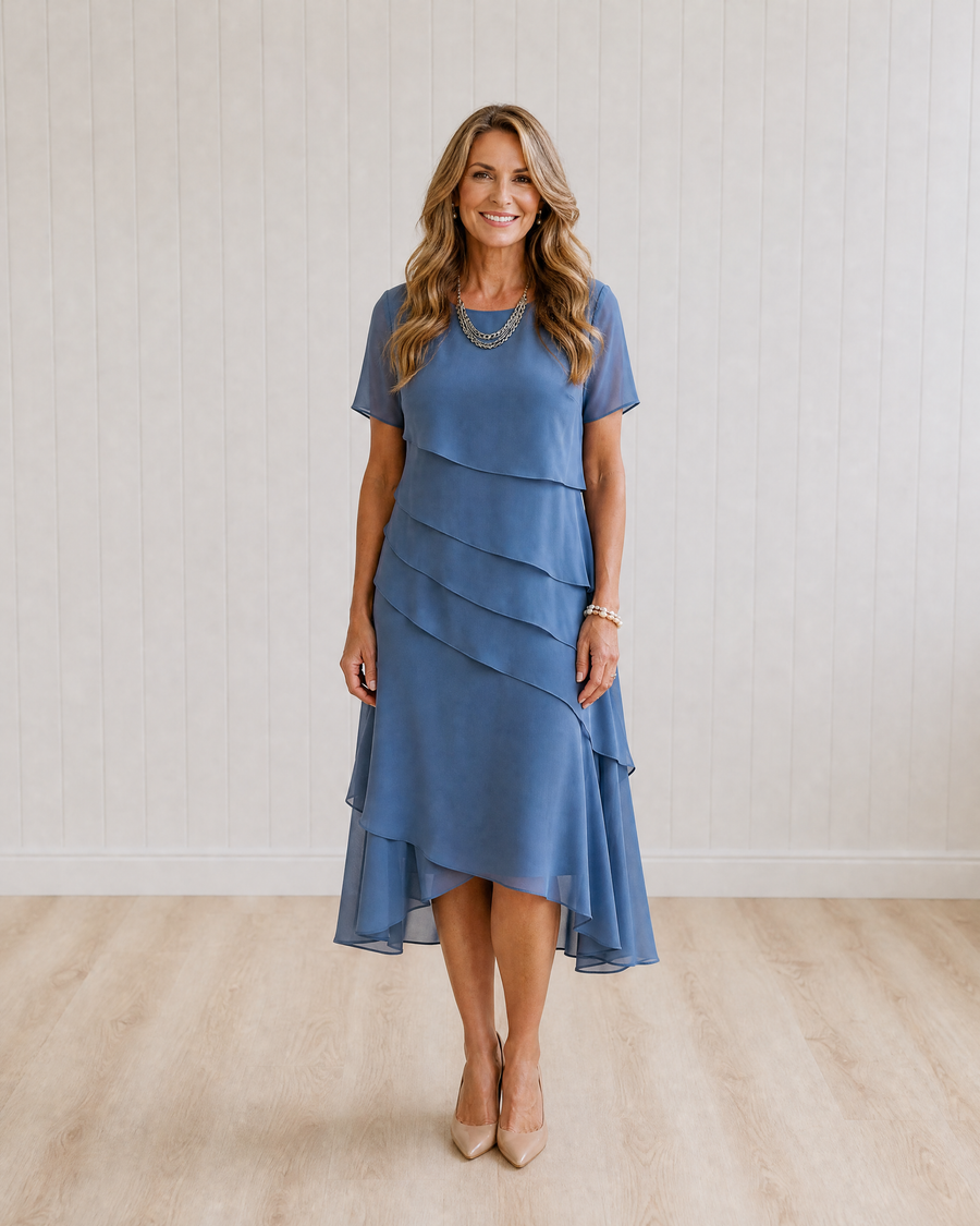 Talia Tiered Chiffon Midi Dress