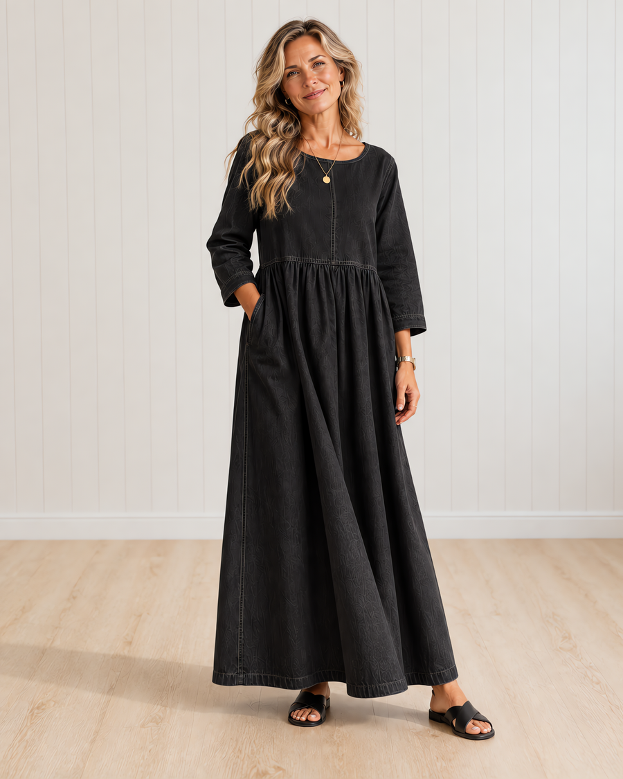 Zephyrelle Vintage Denim Maxi Dress