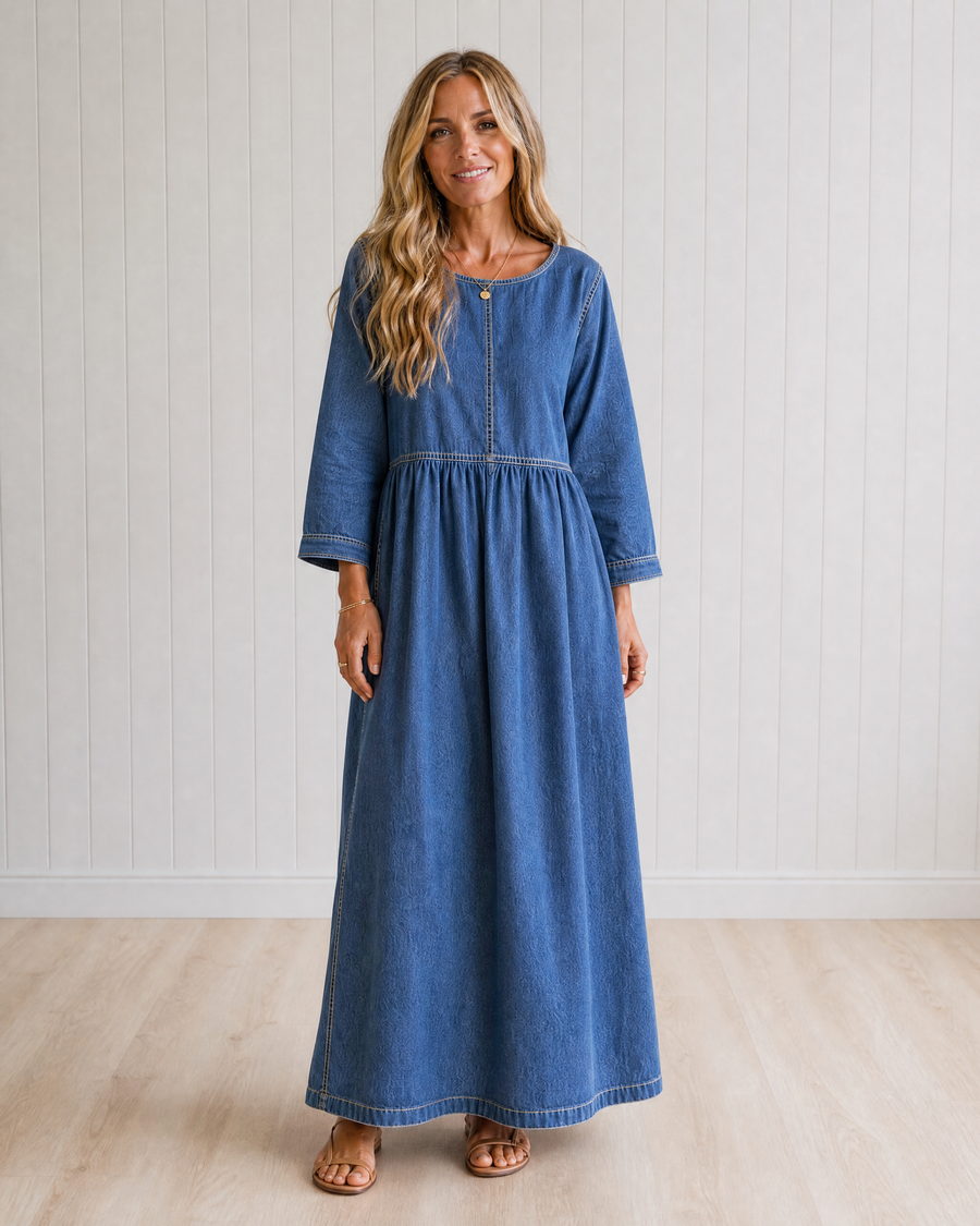 Zephyrelle Vintage Denim Maxi Dress