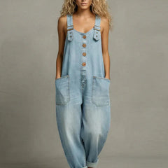 Romy relaxed denim jumpsuit in light blue