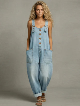 Romy relaxed denim jumpsuit in light blue