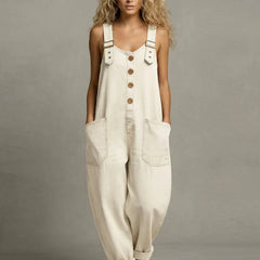 Romy relaxed denim jumpsuit in beige