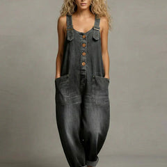 Romy relaxed denim jumpsuit in black