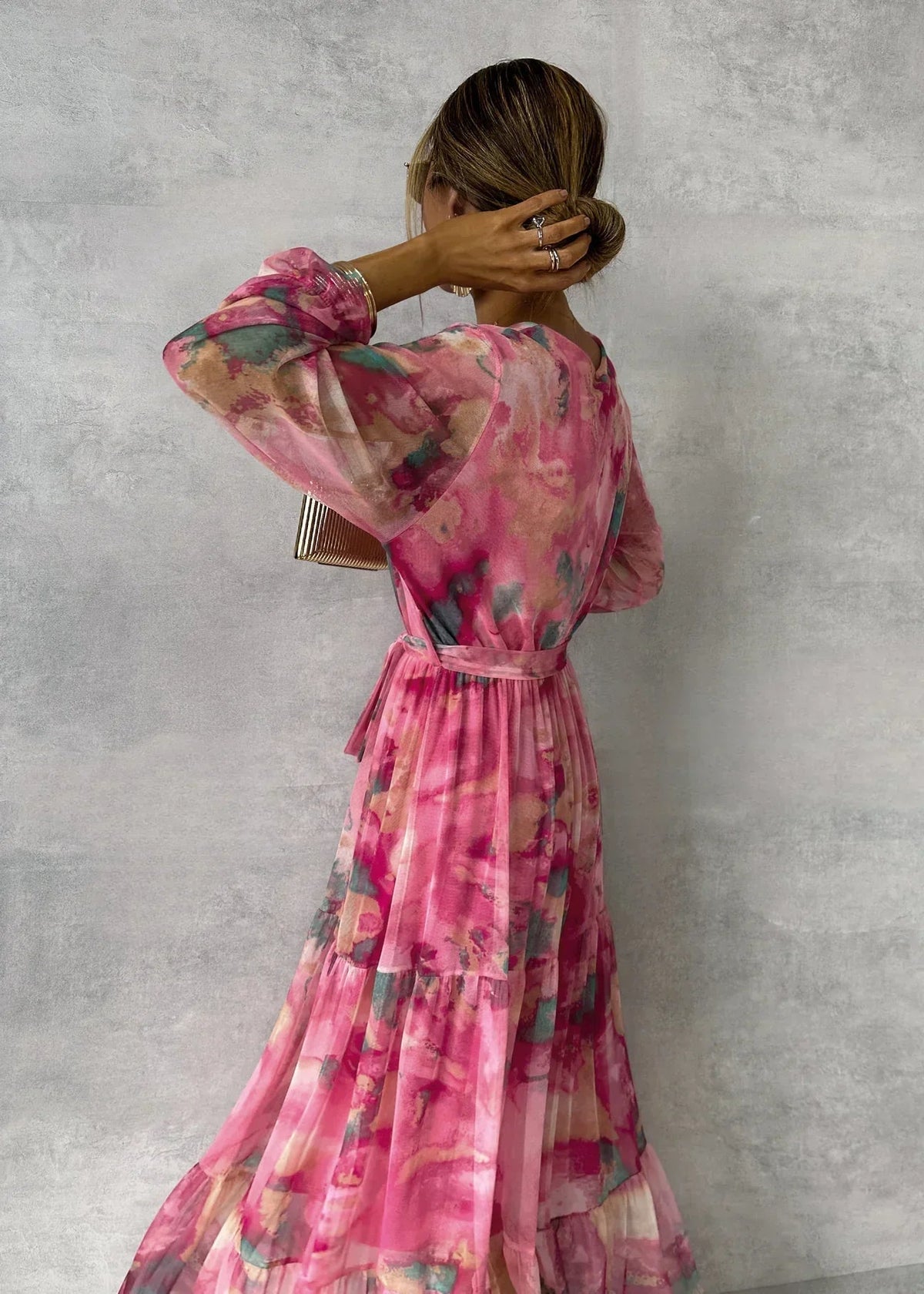 Meli Wrap Dress With Floral Print, Long Sleeve Wrap Dress for Women