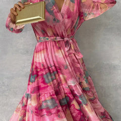 Meli Wrap Dress With Floral Print, Long Sleeve Wrap Dress for Women