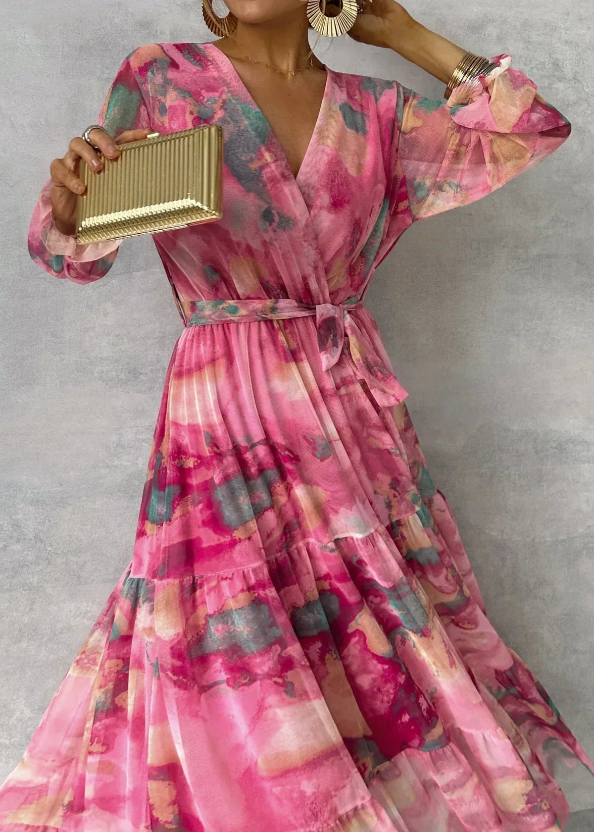 Meli Wrap Dress With Floral Print, Long Sleeve Wrap Dress for Women