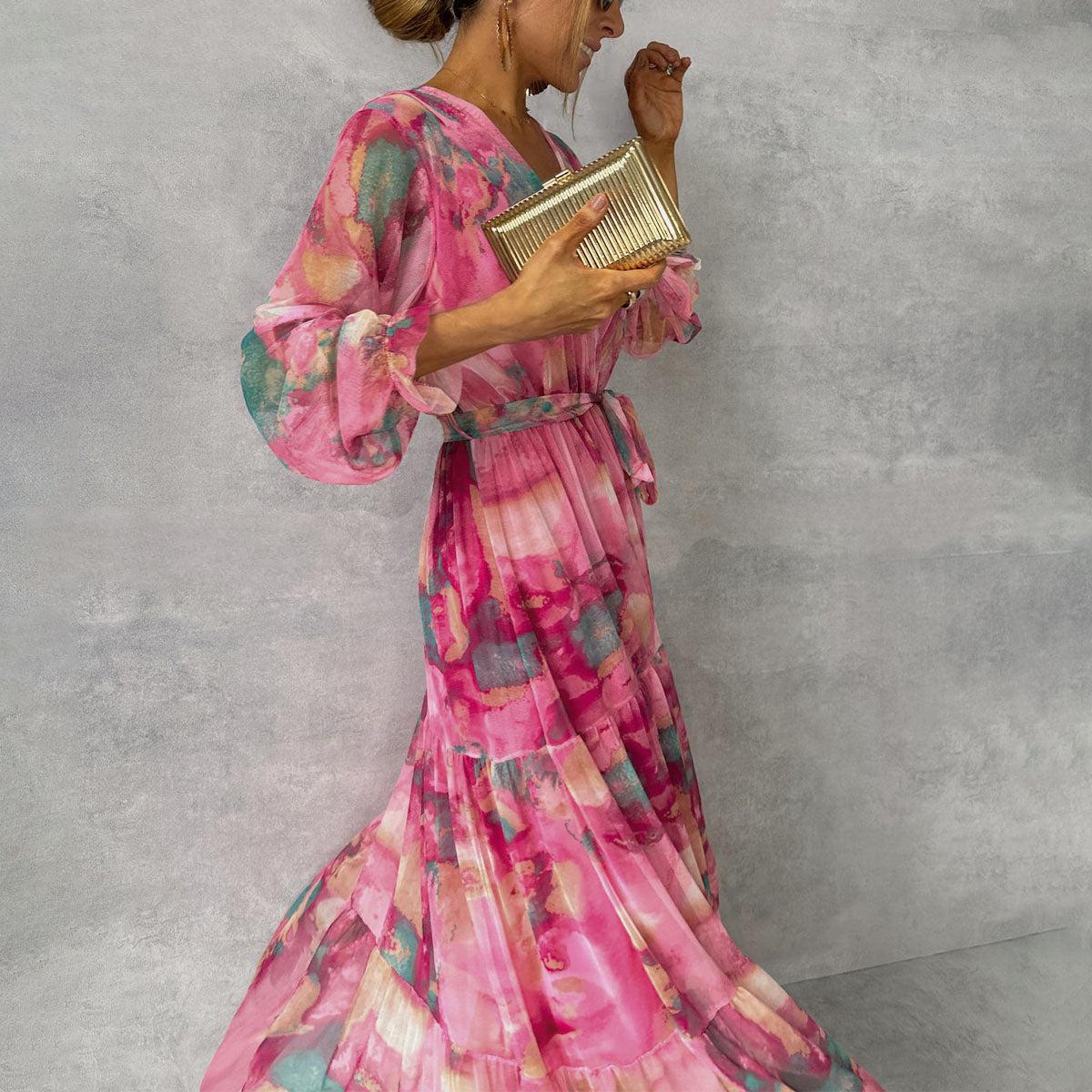 Meli Wrap Dress With Floral Print, Long Sleeve Wrap Dress for Women