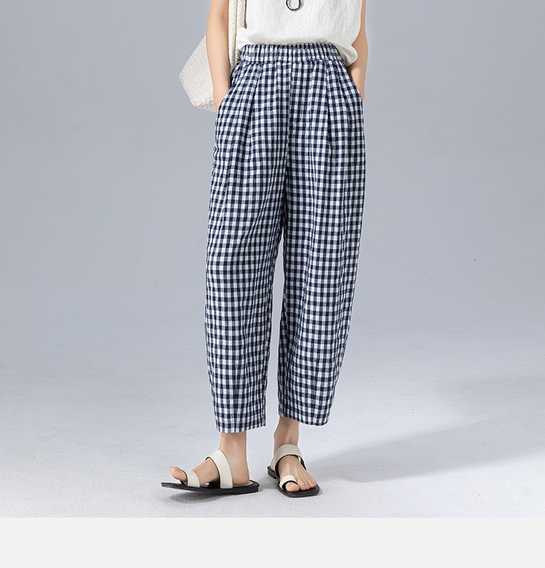 Chelsea gingham trousers front view