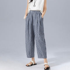 Chelsea trousers navy and white check detail