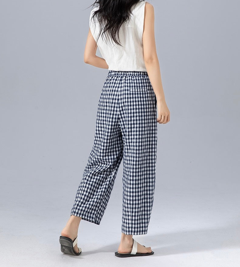Chelsea gingham trousers side view