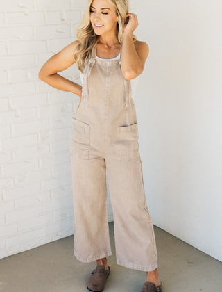 Wren knot strap overalls in ash mocha