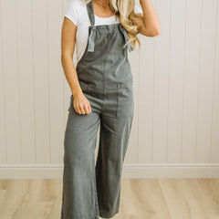 Wren knot strap overalls in ash black