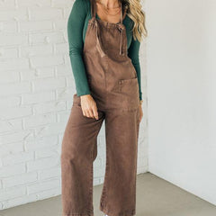Wren knot strap overalls in mahogany