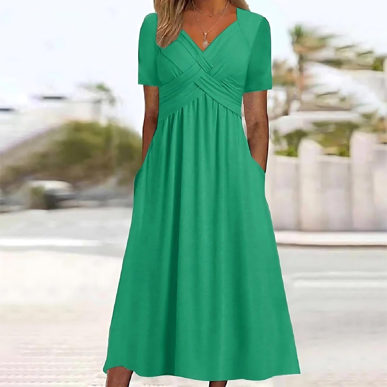 A line midi dress front view