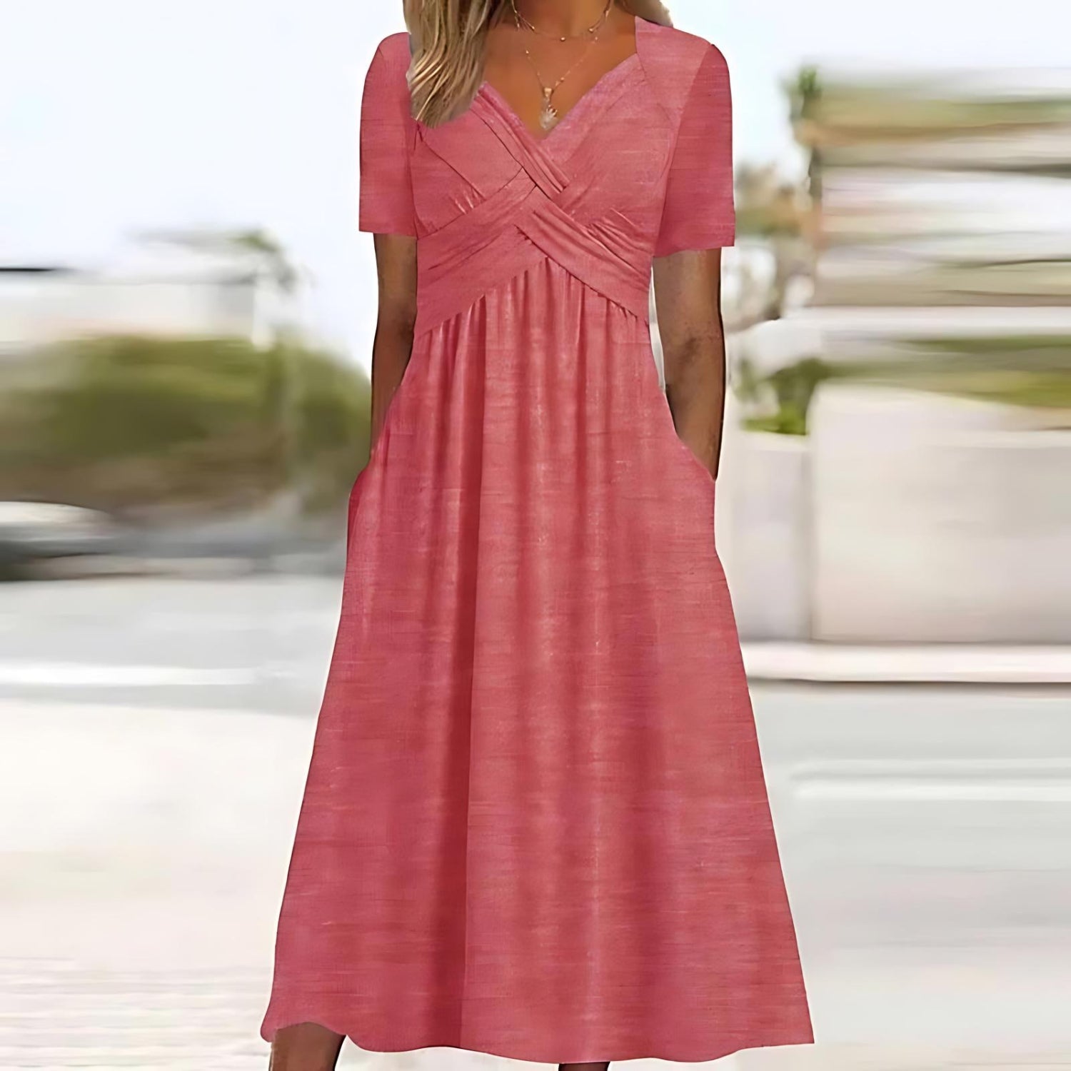 Side view of the midi dress