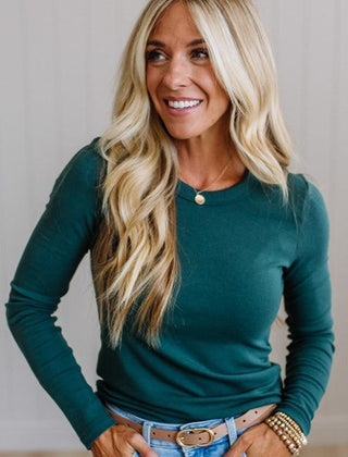 Frankie long sleeve tee in forest green