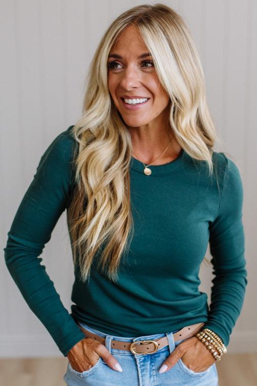 Frankie long sleeve tee in forest green