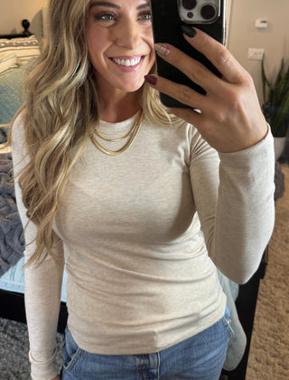 Frankie long sleeve tee in oatmeal