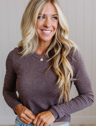 Frankie long sleeve tee in walnut