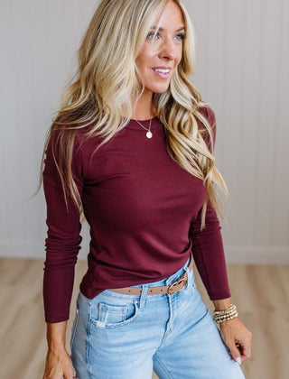 Frankie long sleeve tee in wine