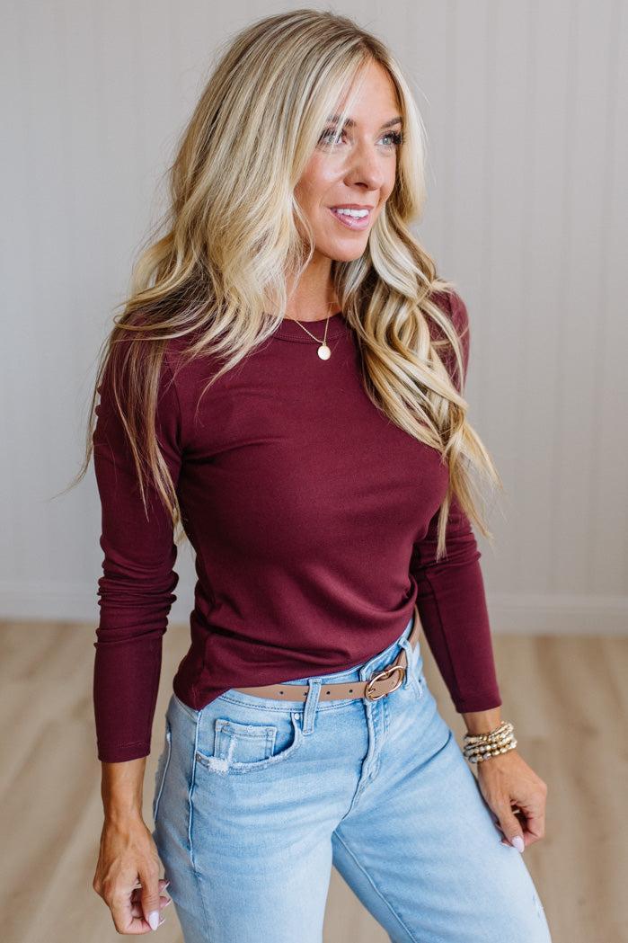 Frankie long sleeve tee in wine