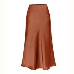 Side slit midi skirt in brown