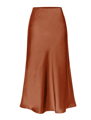 Side slit midi skirt in brown