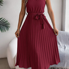 Pleated midi dress front view
