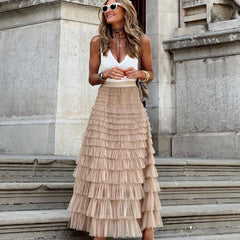Layered maxi skirt front view