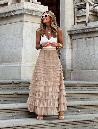 Layered maxi skirt front view