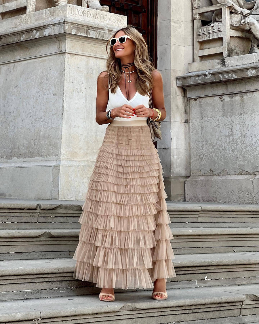 Layered maxi skirt front view