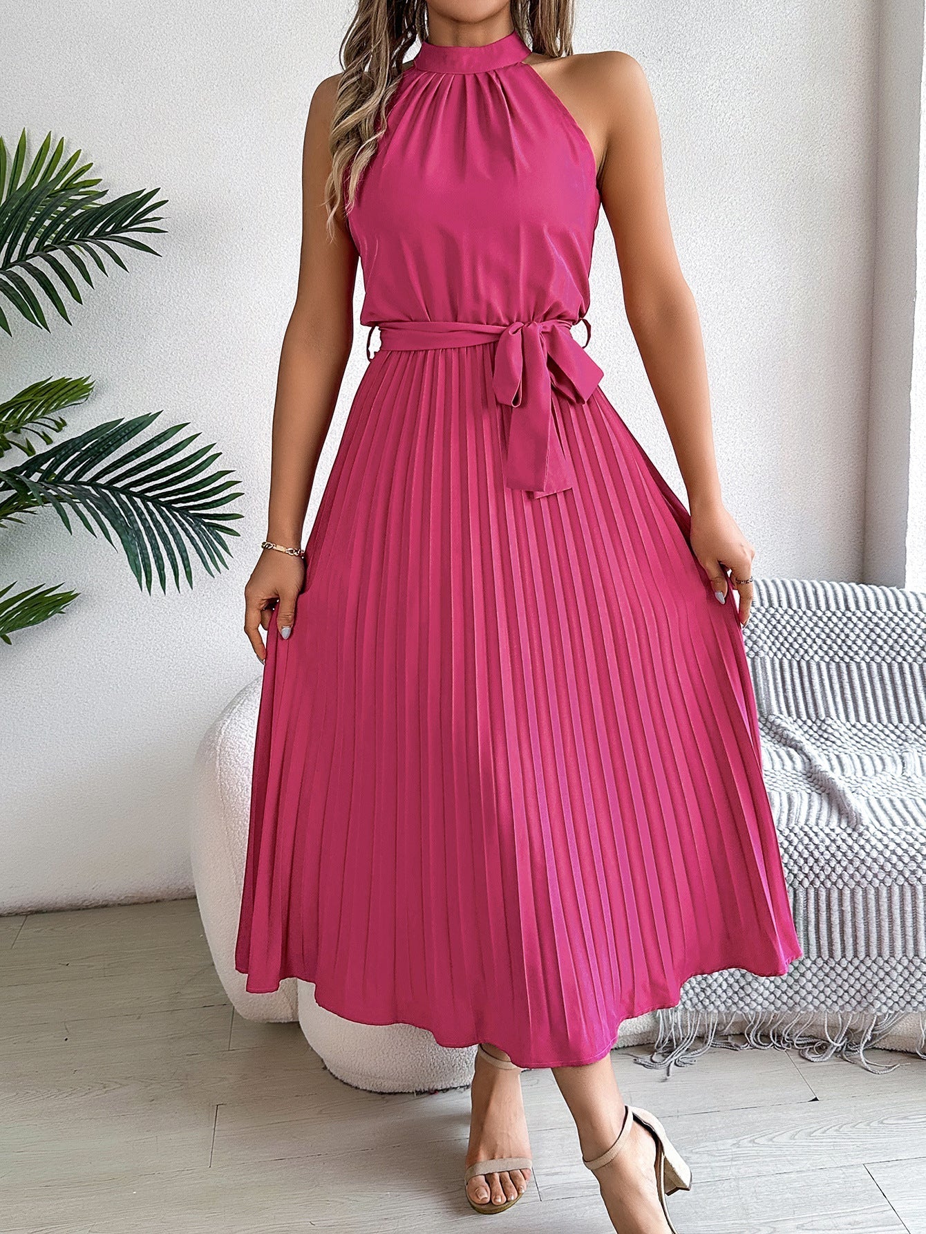 Pleated midi dress in another colourway