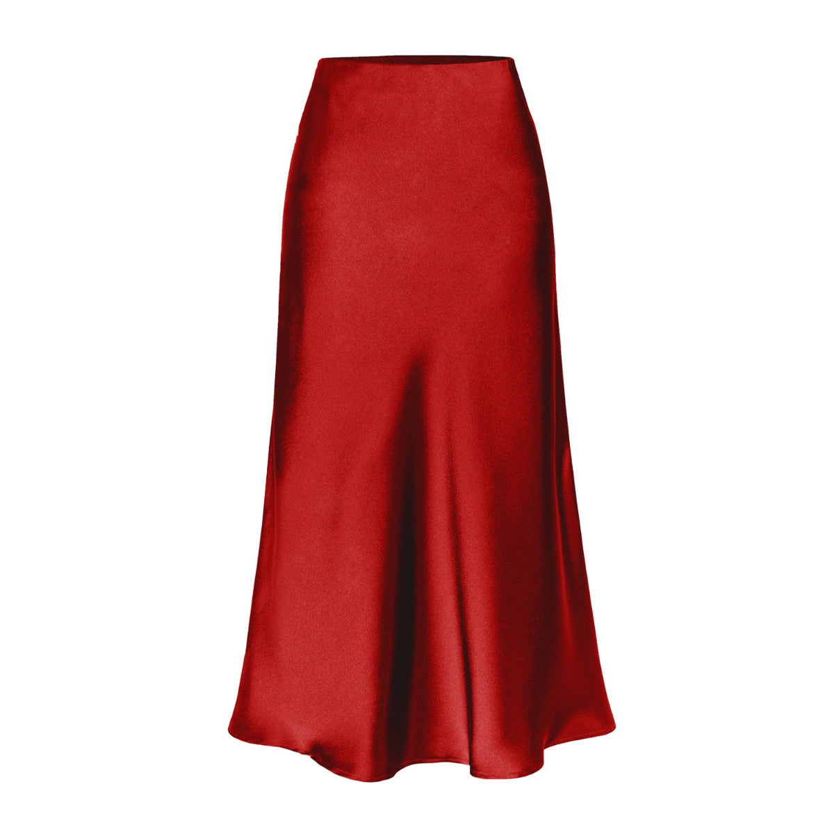 Side slit midi skirt in red