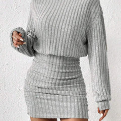 Poppy ribbed turtleneck dress front view