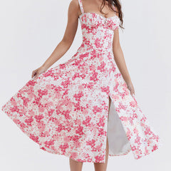 Lace up square neck midi dress final view