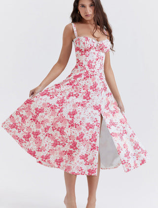 Lace up square neck midi dress final view